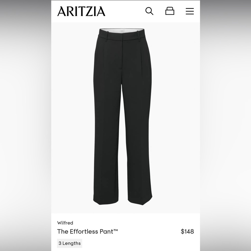 Like New! Aritzia Wilfred Effortless Pant Black Short 4